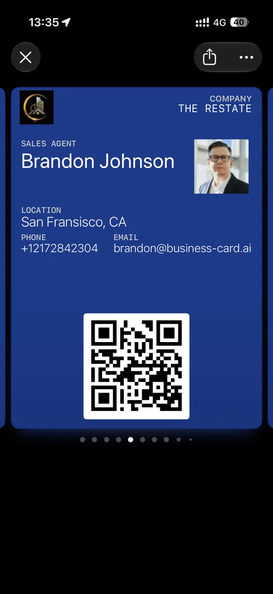 A digital business card saved as an Apple Wallet pass