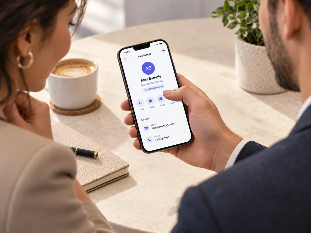 The saved contact’s details displayed clearly in the Business Card AI app.